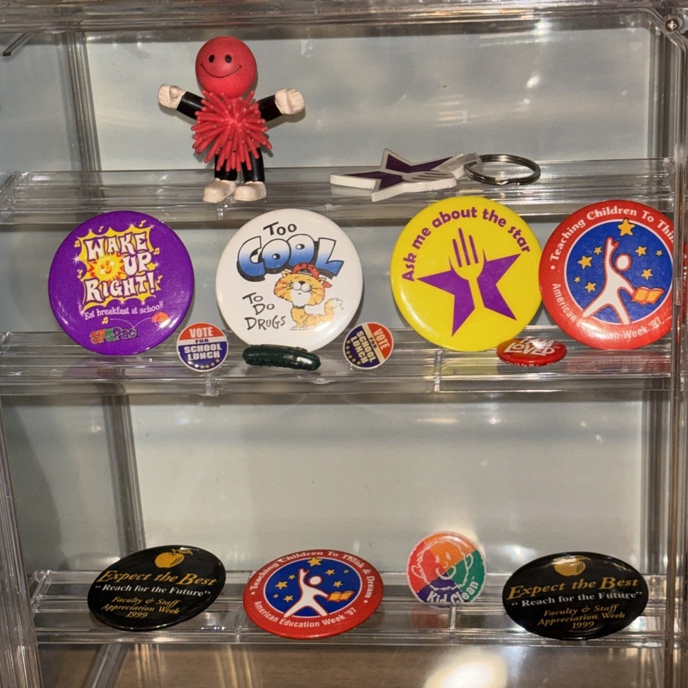 Vintage Button Pin Flair Lot School Lunch, Education Week 90s Nostalgia